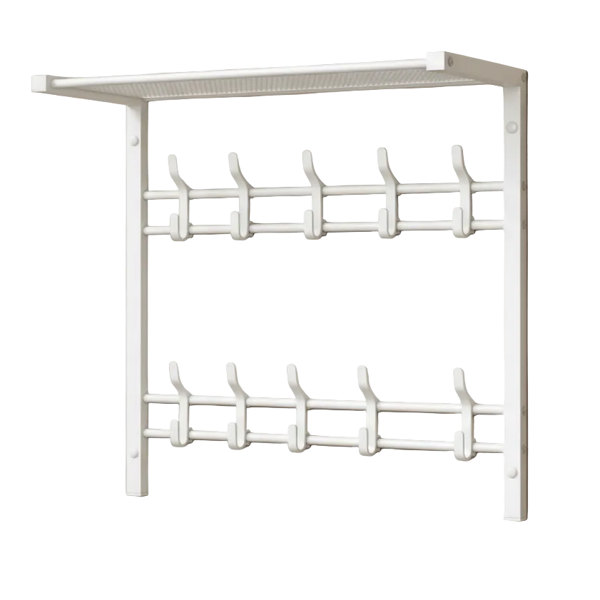HOOKWELL – 3-in-1 wall coat rack with shelf, hooks, and clothes rail