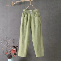 KLARA - Pantalon Décontracté en Coton et Lin avec Taille Élastiquée, Parfait pour l'Automne