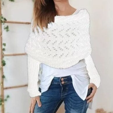 Knitted Cut-Out Shawl Poncho Wrap