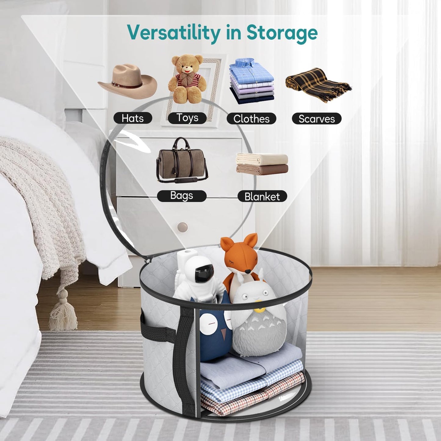 Large Clear Hat Storage Case – Wide-Brim Hat Organizer with Handles