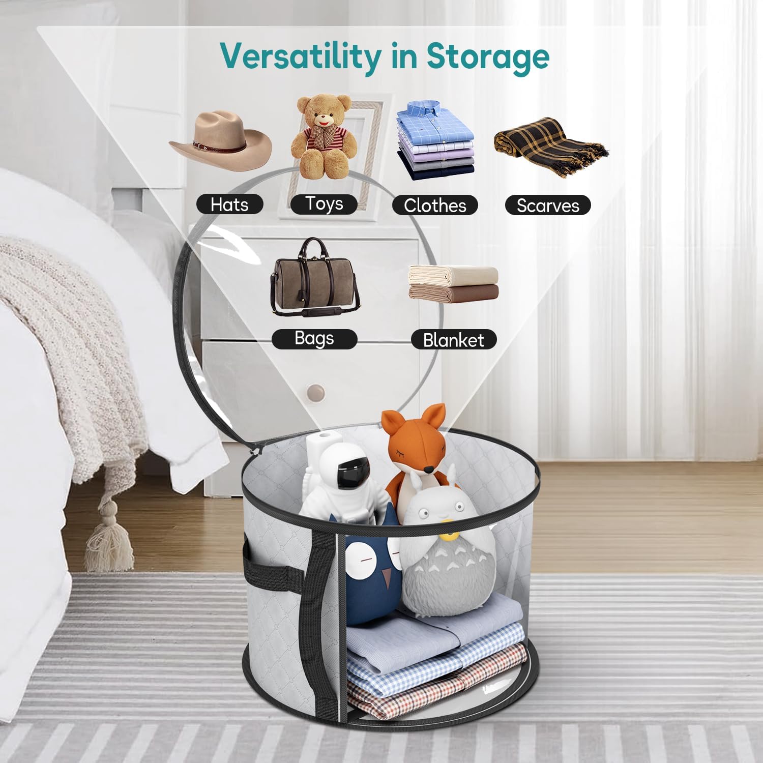 Large Clear Hat Storage Case – Wide-Brim Hat Organizer with Handles