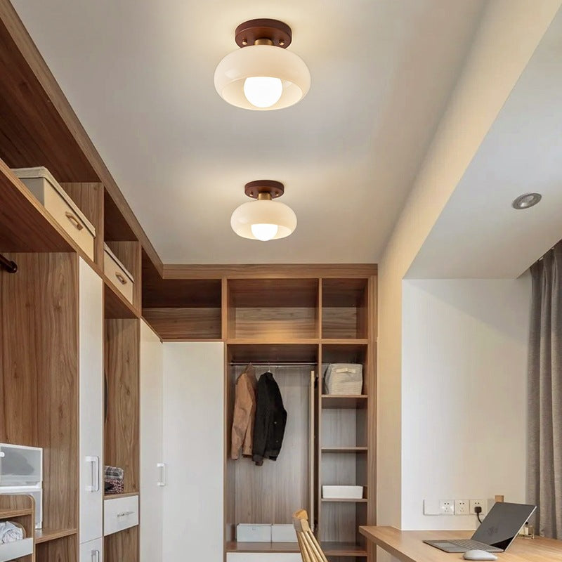 LED Ceiling Lamp Bauhaus Cream with Glass Shade for Living Room and Bedroom - Modern Design, Soft Light