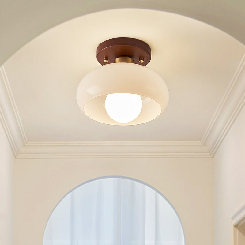 LED Ceiling Lamp Bauhaus Cream with Glass Shade for Living Room and Bedroom - Modern Design, Soft Light