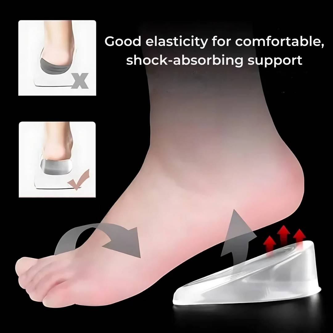 LiftComfort Silicone Gel Heel Lifting Inserts | Height Increase - Pain Relief for Plantar Fasciitis - Shock Absorption - Better Posture Olvoria