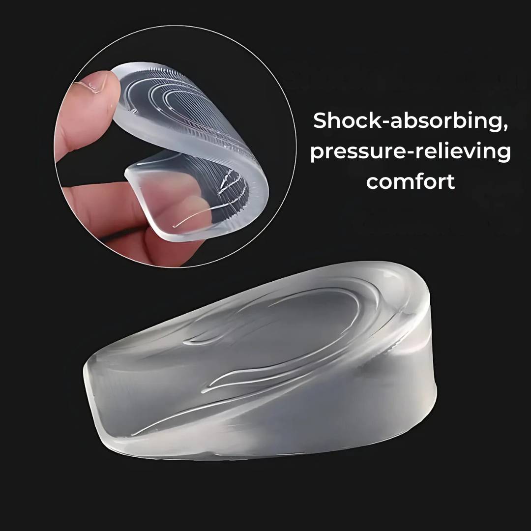 LiftComfort Silicone Gel Heel Lifting Inserts | Height Increase - Pain Relief for Plantar Fasciitis - Shock Absorption - Better Posture Olvoria