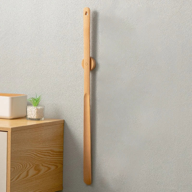 Long Handle Magnetic Shoe Horn in Wood (Includes Holder)