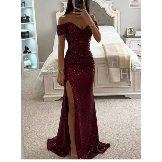 Long Strapless Dress for Women with Side Slit