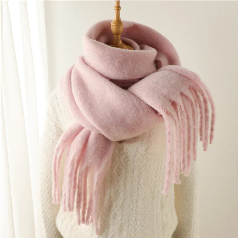Luxury Ladies' Cashmere Scarf with Large Tassels for Style and Comfort in Winter