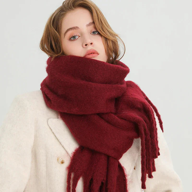 Luxury Ladies' Cashmere Scarf with Large Tassels for Style and Comfort in Winter