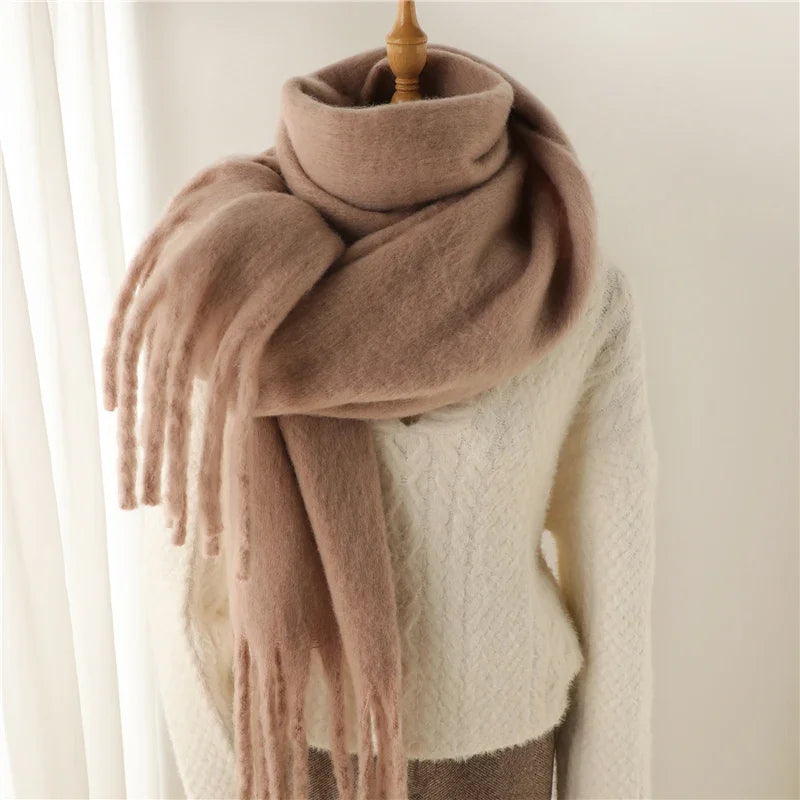 Luxury Ladies' Cashmere Scarf with Large Tassels for Style and Comfort in Winter