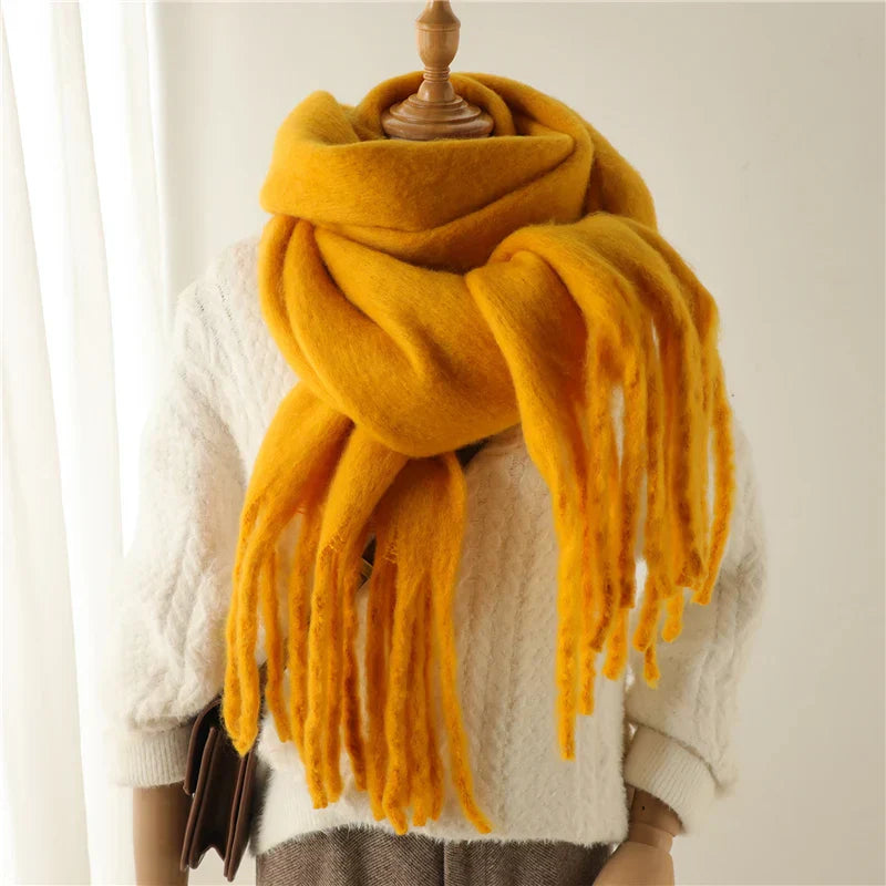 Luxury Ladies' Cashmere Scarf with Large Tassels for Style and Comfort in Winter