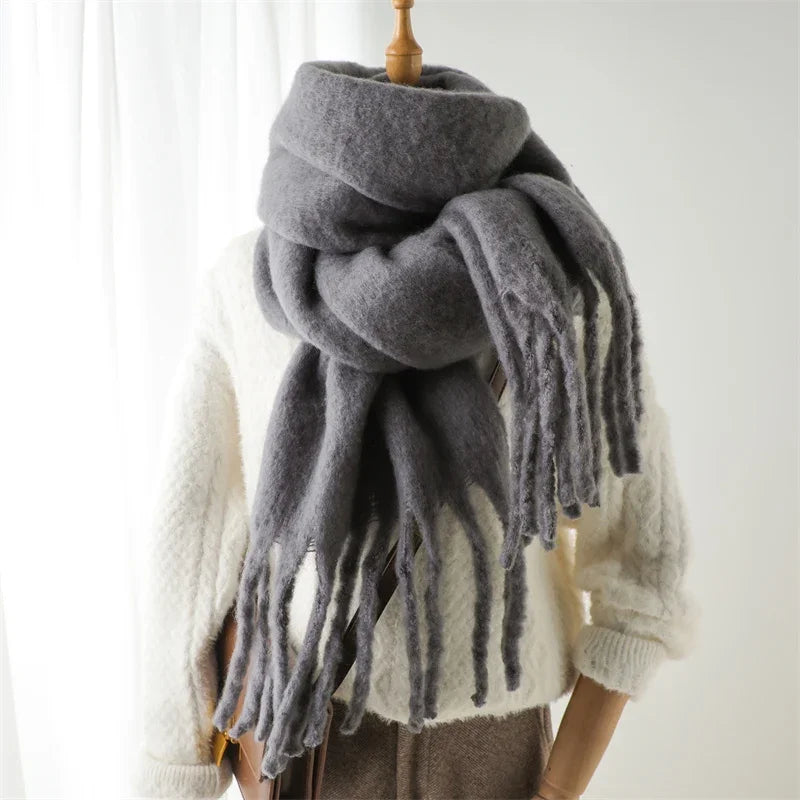 Luxury Ladies' Cashmere Scarf with Large Tassels for Style and Comfort in Winter