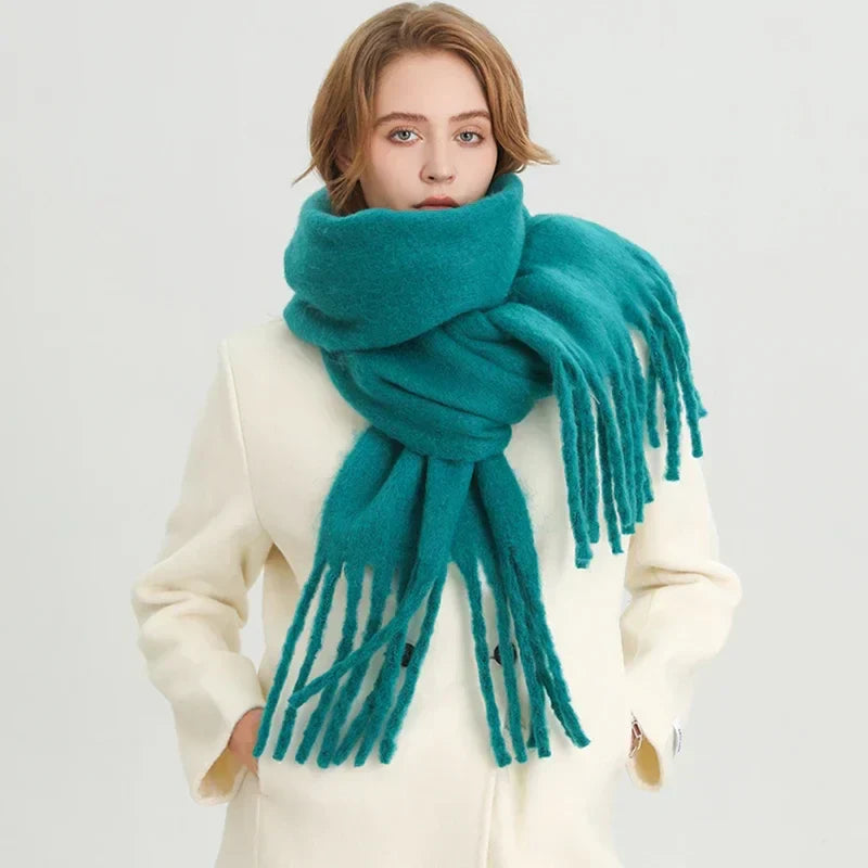 Luxury Ladies' Cashmere Scarf with Large Tassels for Style and Comfort in Winter