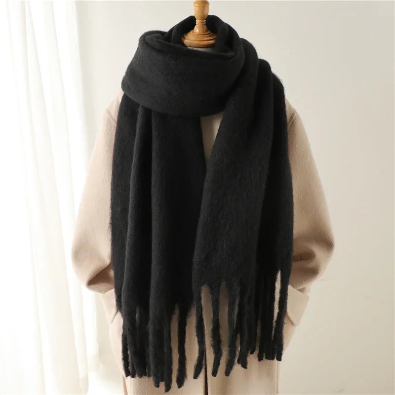 Luxury Ladies' Cashmere Scarf with Large Tassels for Style and Comfort in Winter