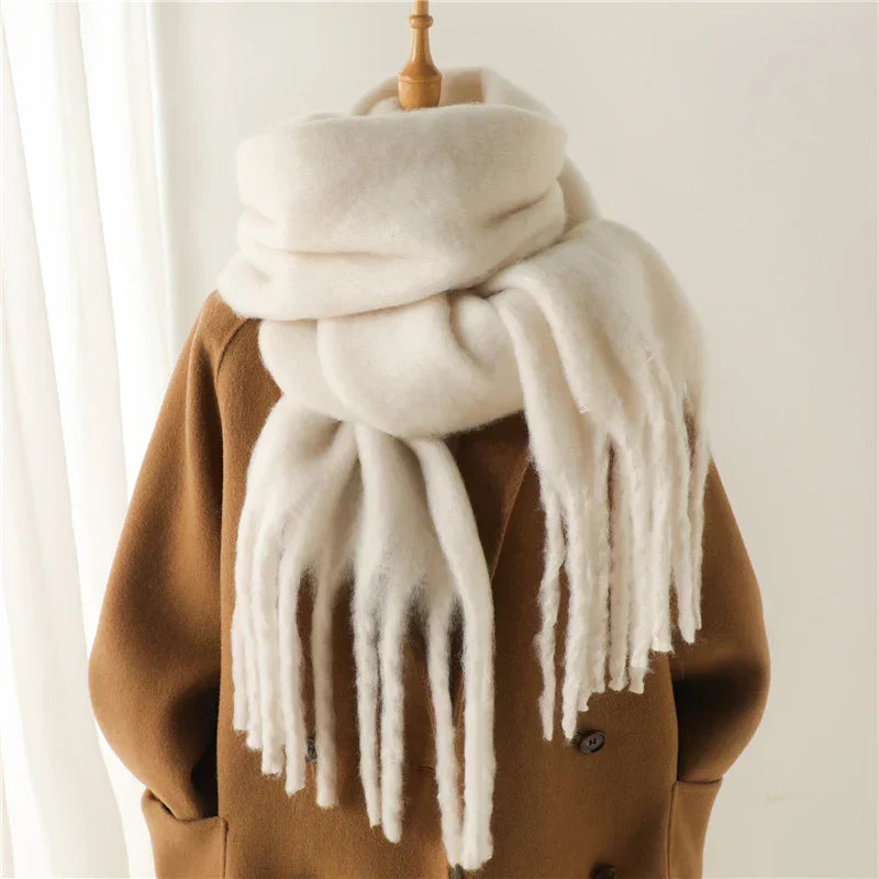 Luxury Ladies' Cashmere Scarf with Large Tassels for Style and Comfort in Winter