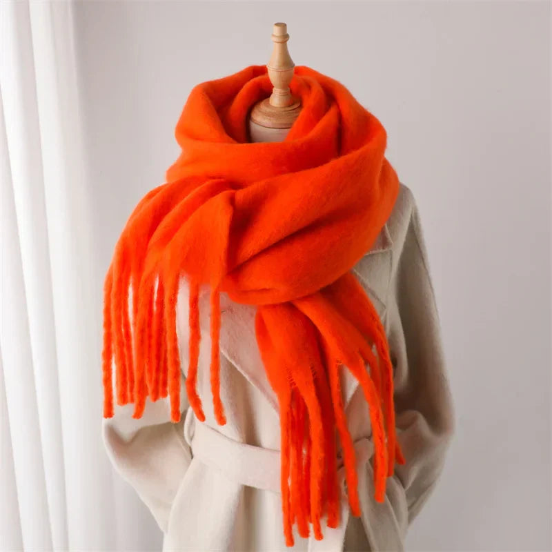 Luxury Ladies' Cashmere Scarf with Large Tassels for Style and Comfort in Winter