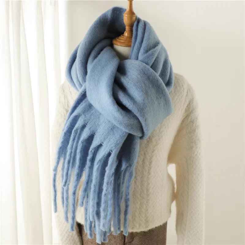 Luxury Ladies' Cashmere Scarf with Large Tassels for Style and Comfort in Winter