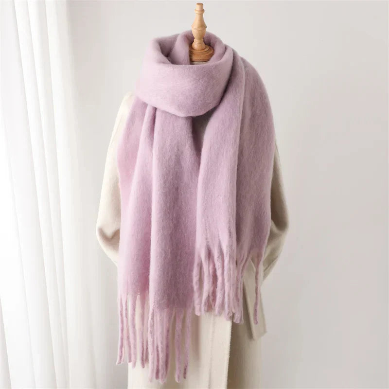 Luxury Ladies' Cashmere Scarf with Large Tassels for Style and Comfort in Winter