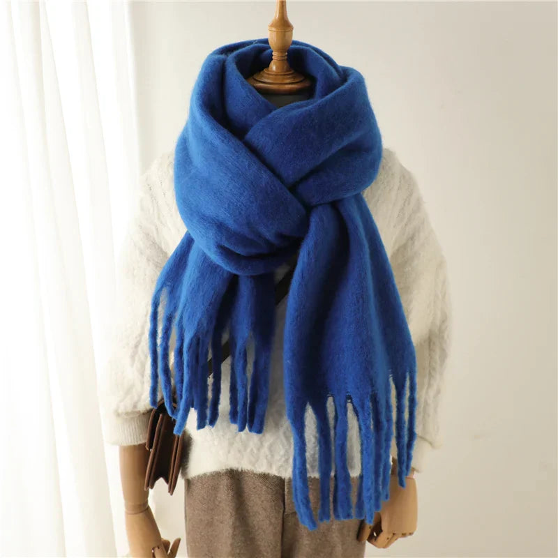 Luxury Ladies' Cashmere Scarf with Large Tassels for Style and Comfort in Winter