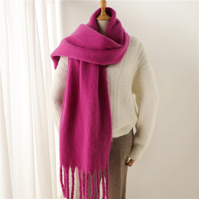 Luxury Ladies' Cashmere Scarf with Large Tassels for Style and Comfort in Winter