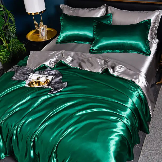 Luxury Plain Satin Duvet Cover - SilkSerenity