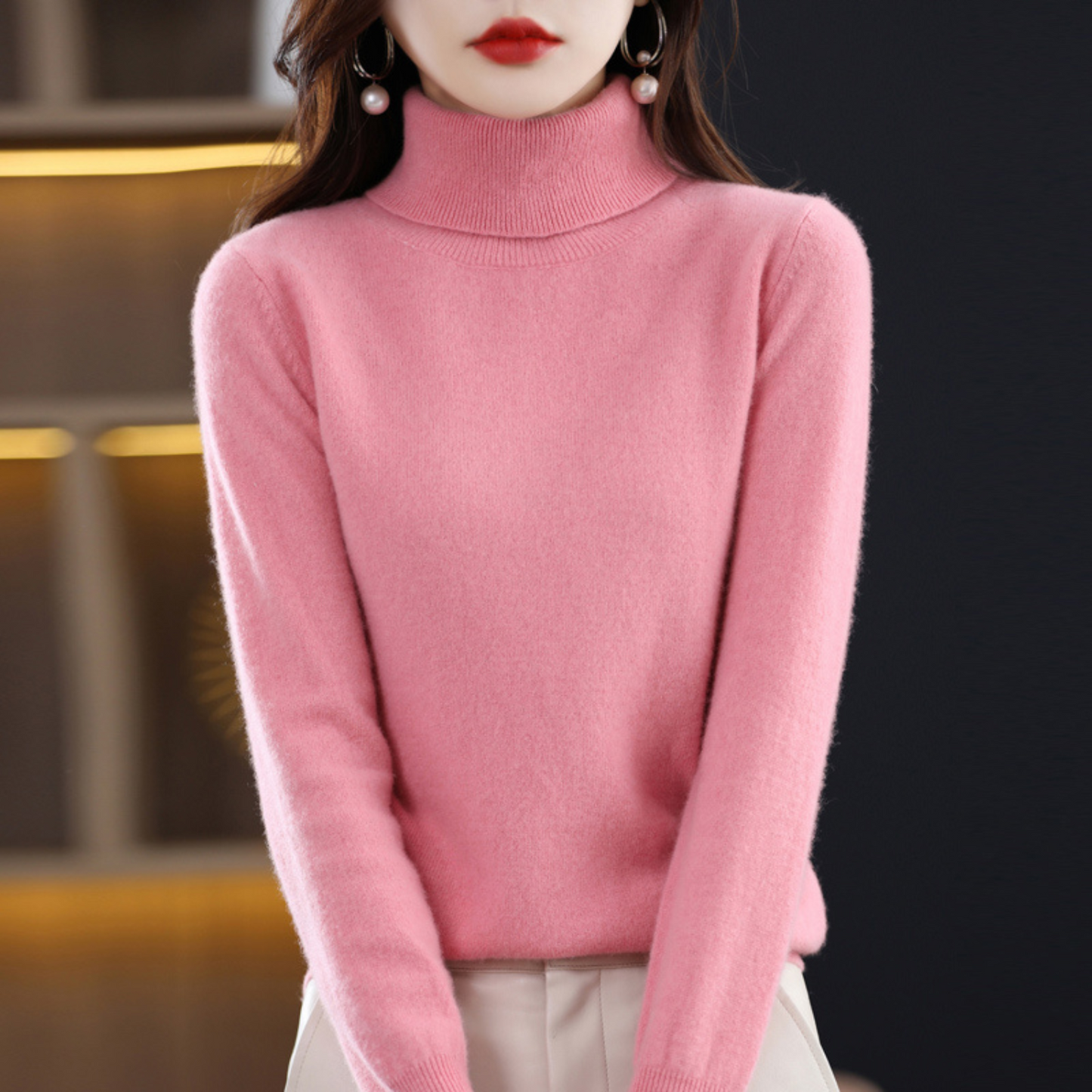 Luxury Women's Cashmere Winter Turtleneck Jumper - Elena