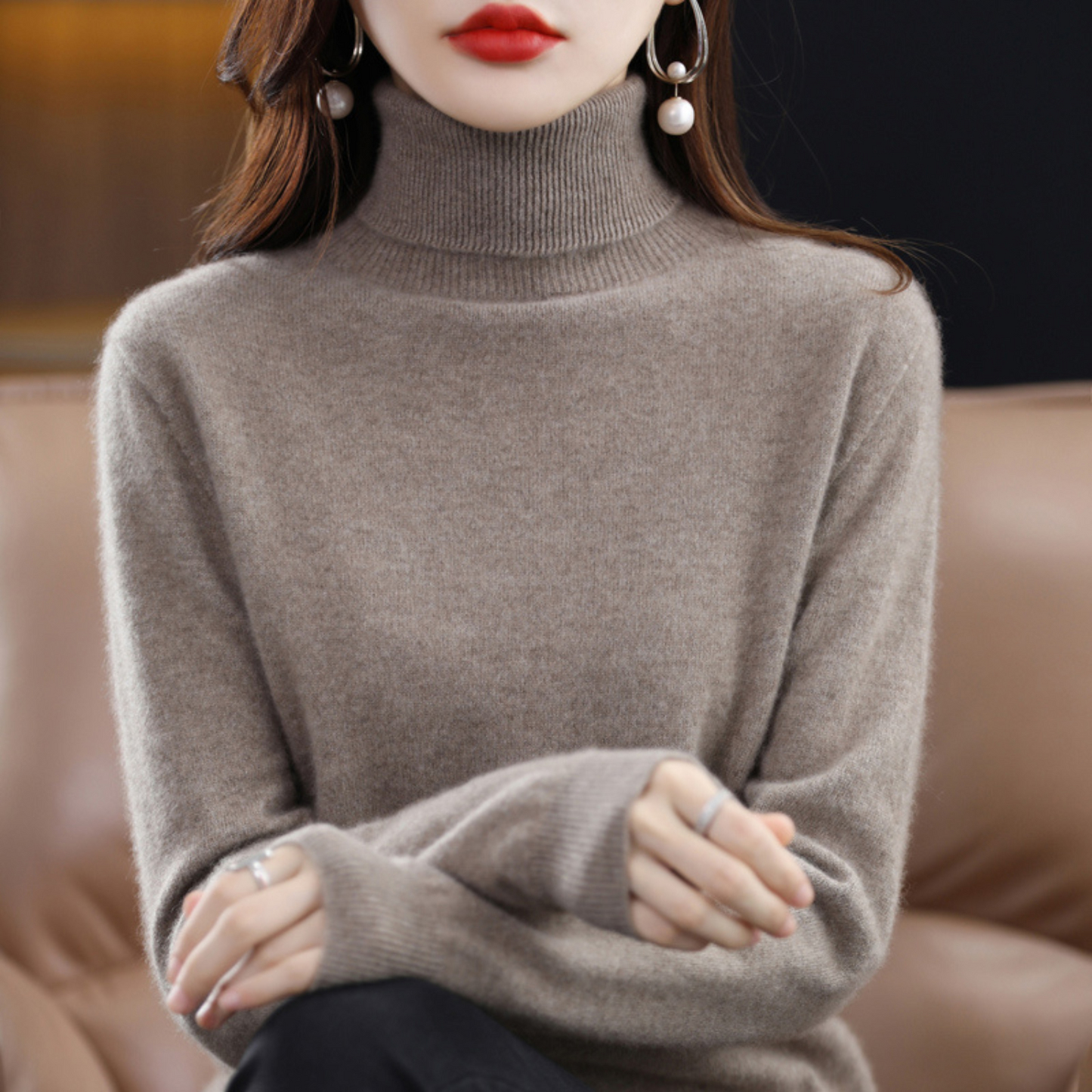 Luxury Women's Cashmere Winter Turtleneck Jumper - Elena