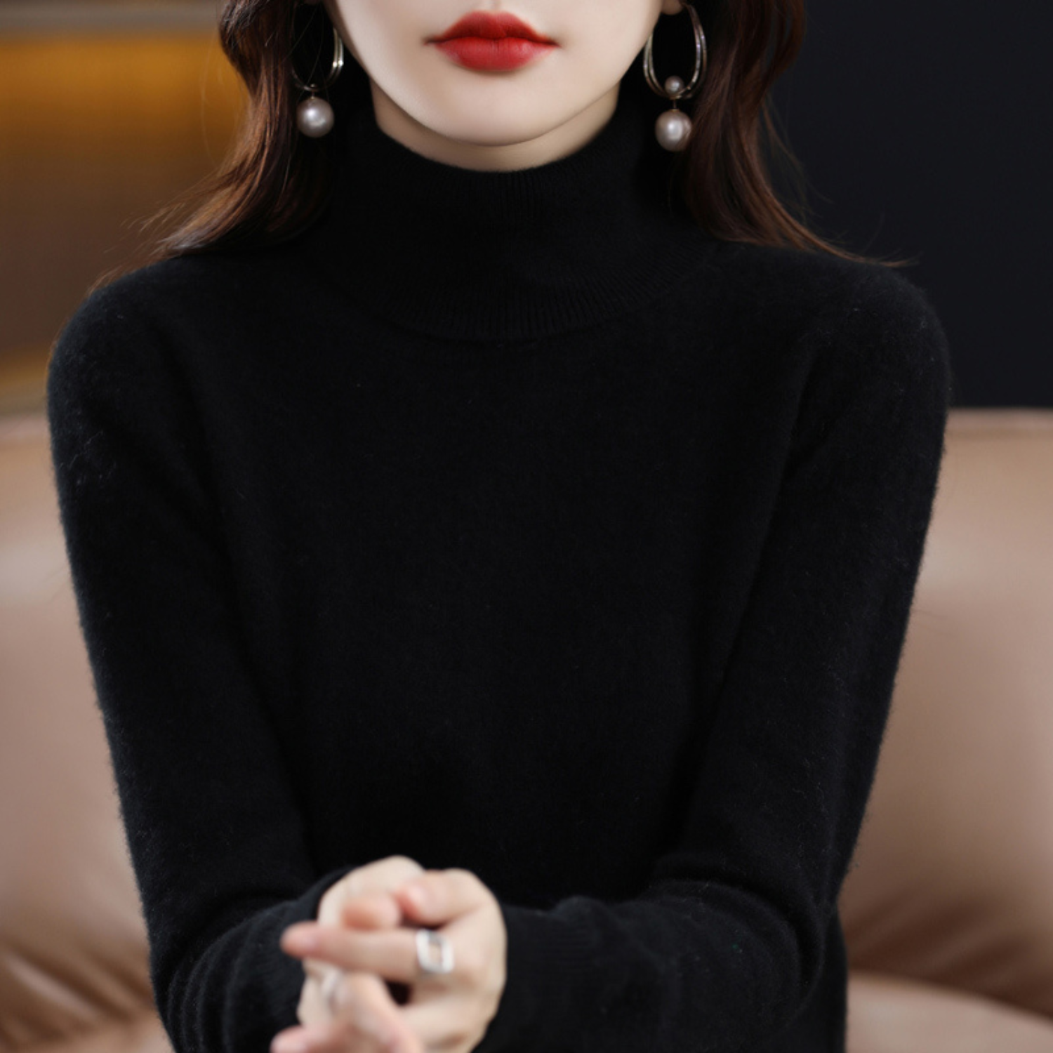 Luxury Women's Cashmere Winter Turtleneck Jumper - Elena