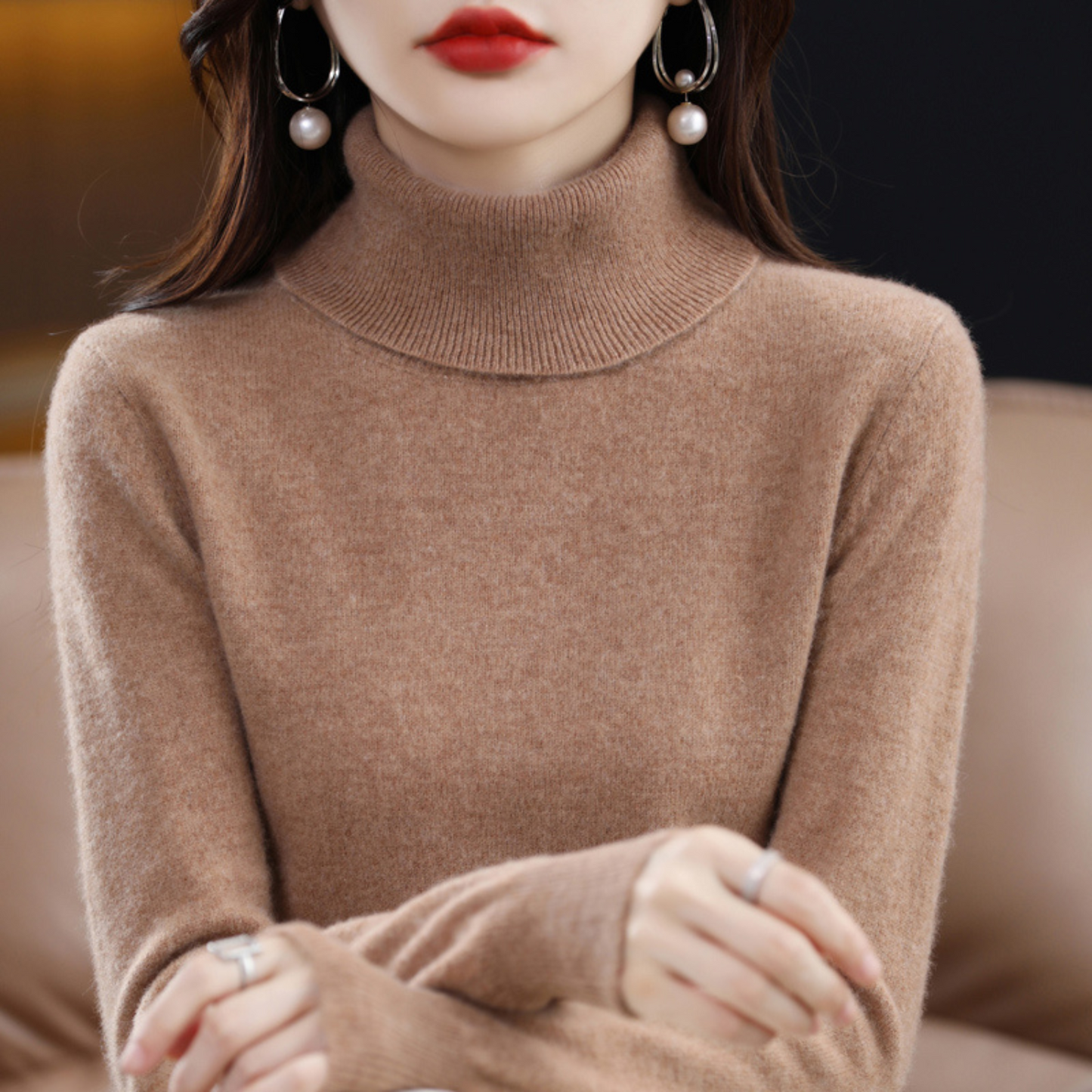 Luxury Women's Cashmere Winter Turtleneck Jumper - Elena