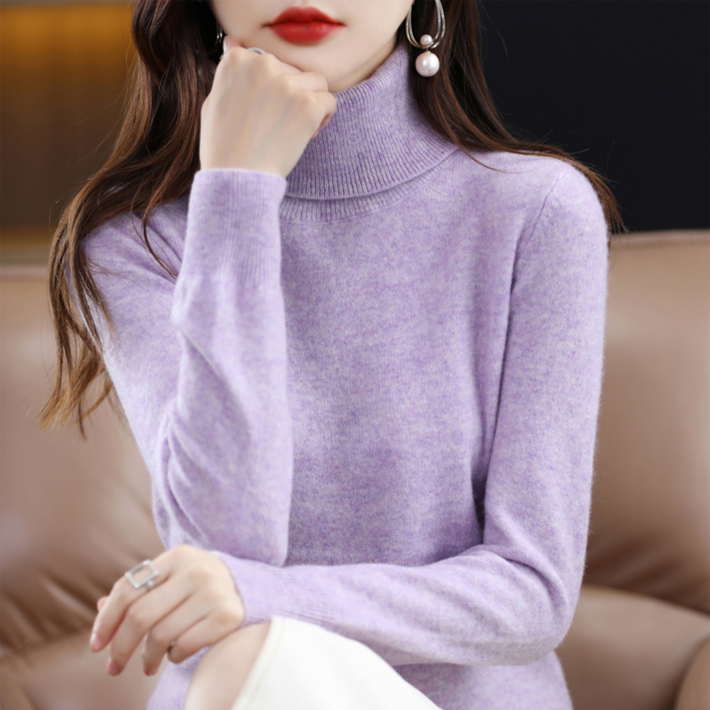 Luxury Women's Cashmere Winter Turtleneck Jumper - Elena