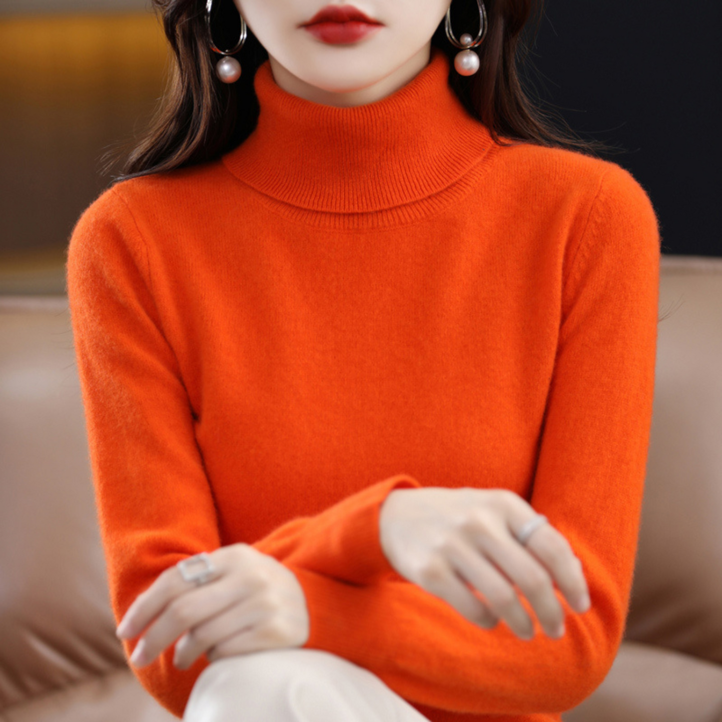 Luxury Women's Cashmere Winter Turtleneck Jumper - Elena