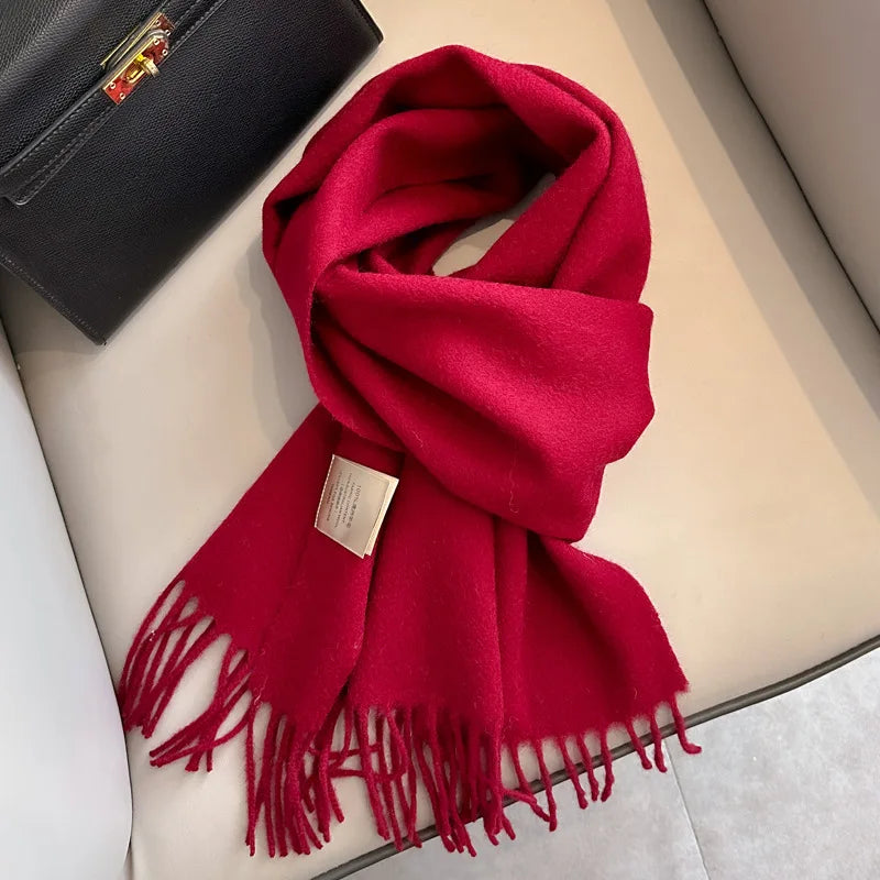 Lyvara Wool Winter Narrow Scarf Unisex Solid Color Warm And Soft