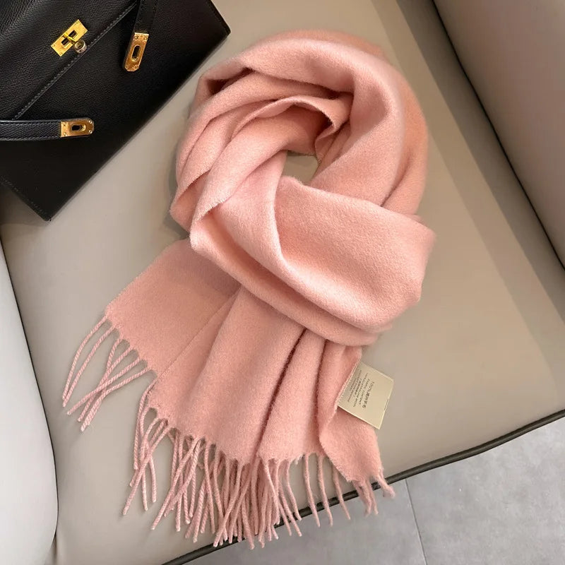 Lyvara Wool Winter Narrow Scarf Unisex Solid Color Warm And Soft