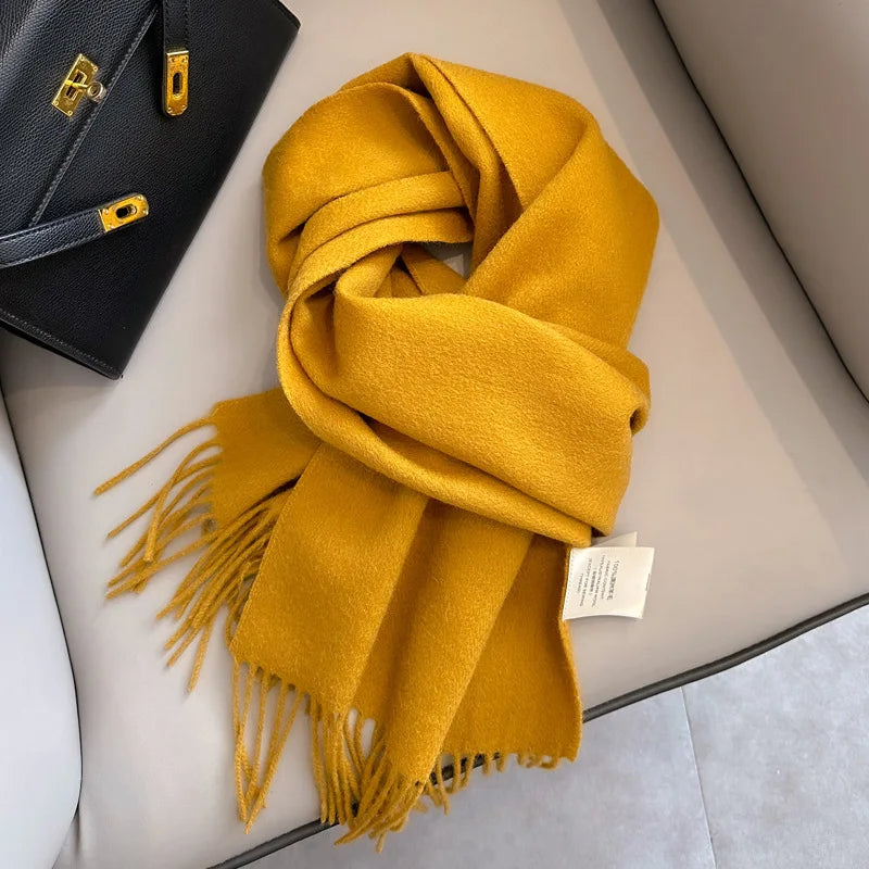 Lyvara Wool Winter Narrow Scarf Unisex Solid Color Warm And Soft