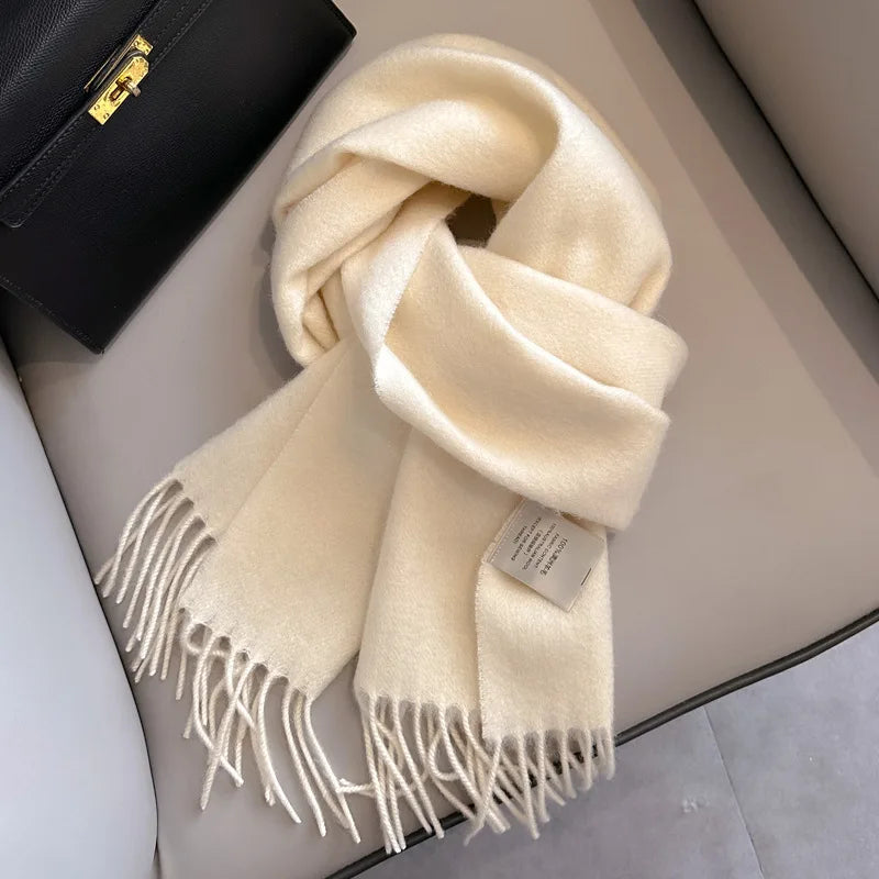 Lyvara Wool Winter Narrow Scarf Unisex Solid Color Warm And Soft
