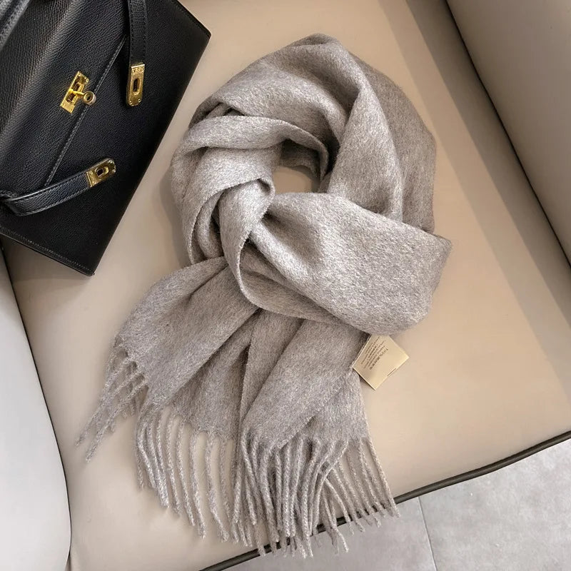 Lyvara Wool Winter Narrow Scarf Unisex Solid Color Warm And Soft