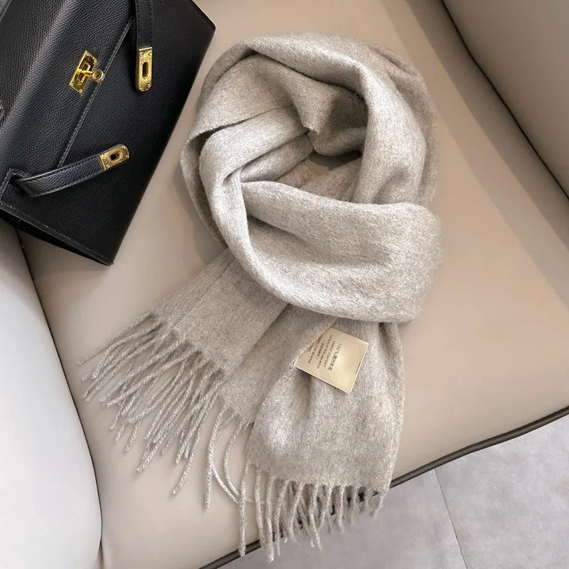 Lyvara Wool Winter Narrow Scarf Unisex Solid Color Warm And Soft