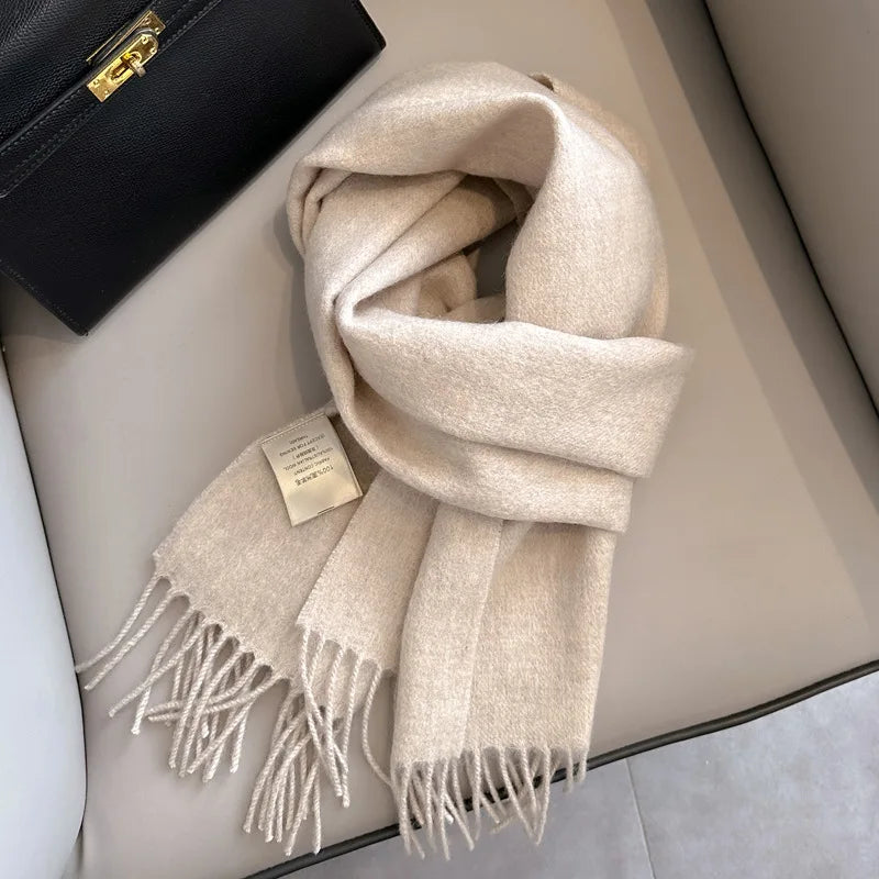 Lyvara Wool Winter Narrow Scarf Unisex Solid Color Warm And Soft