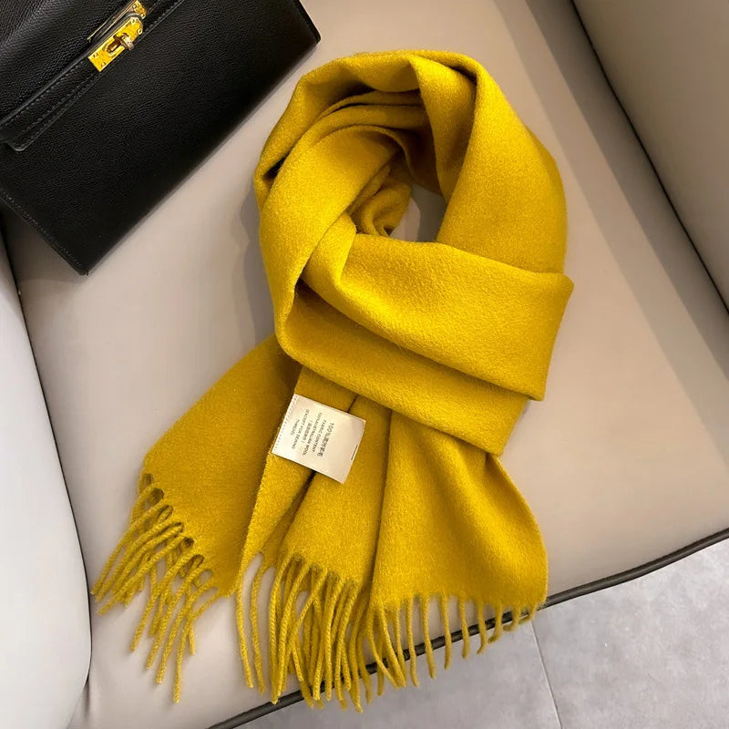 Lyvara Wool Winter Narrow Scarf Unisex Solid Color Warm And Soft
