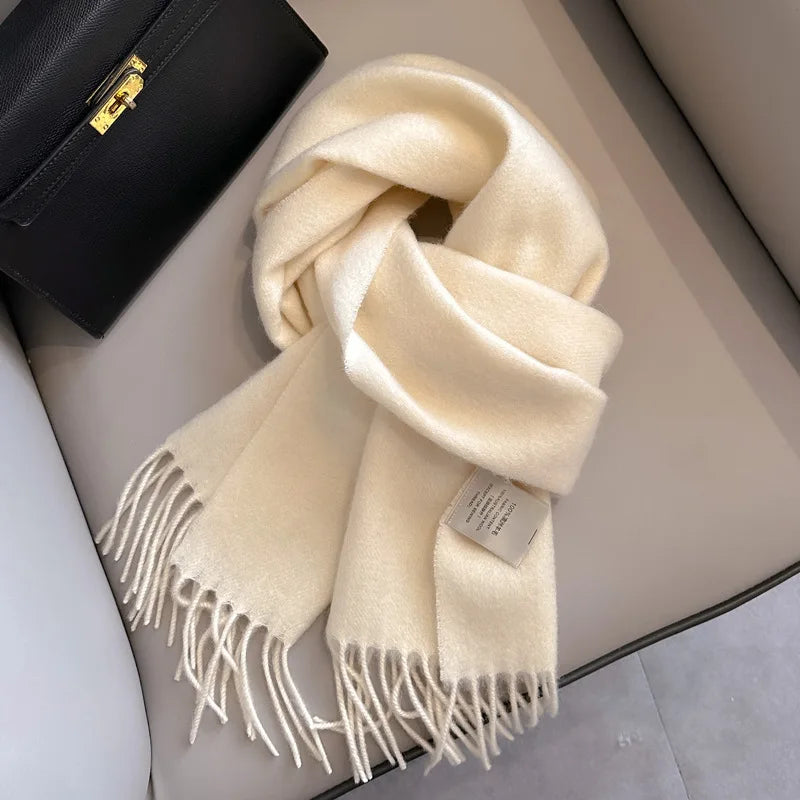 Lyvara Wool Winter Narrow Scarf Unisex Solid Color Warm And Soft