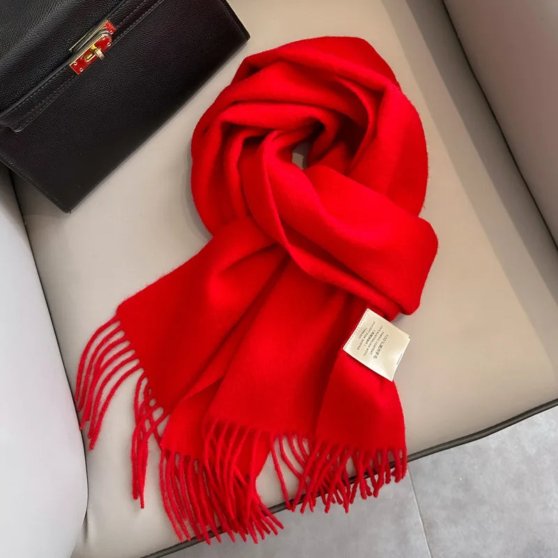 Lyvara Wool Winter Narrow Scarf Unisex Solid Color Warm And Soft