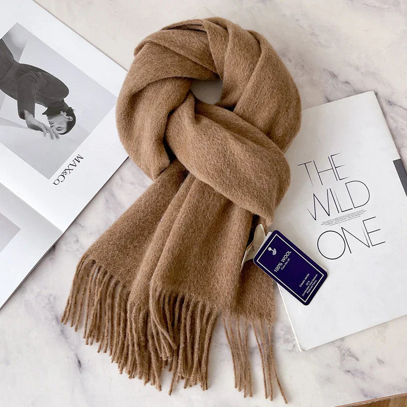 Lyvara Wool Winter Narrow Scarf Unisex Solid Color Warm And Soft