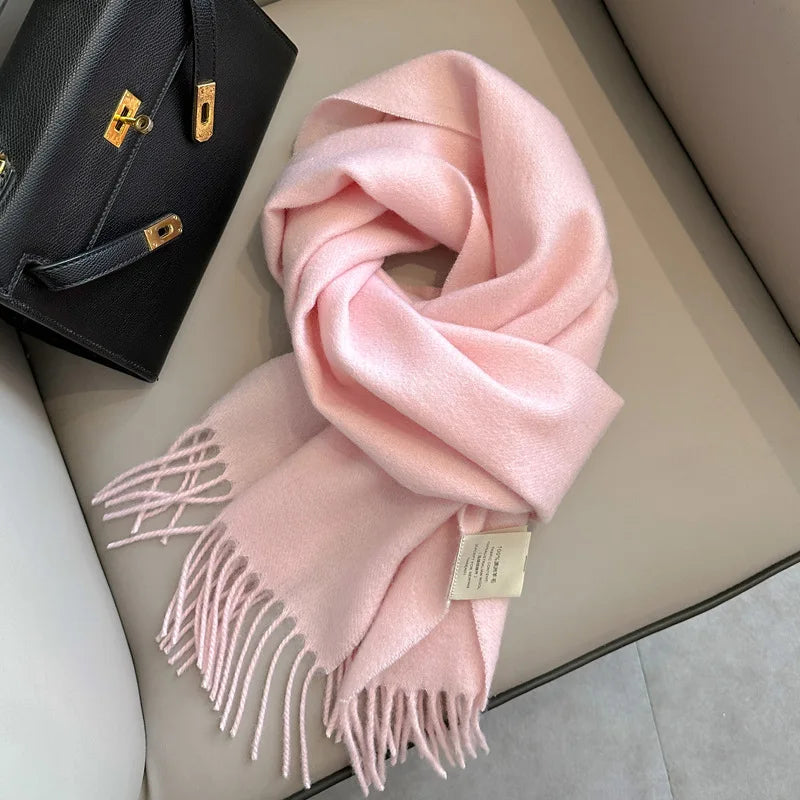 Lyvara Wool Winter Narrow Scarf Unisex Solid Color Warm And Soft