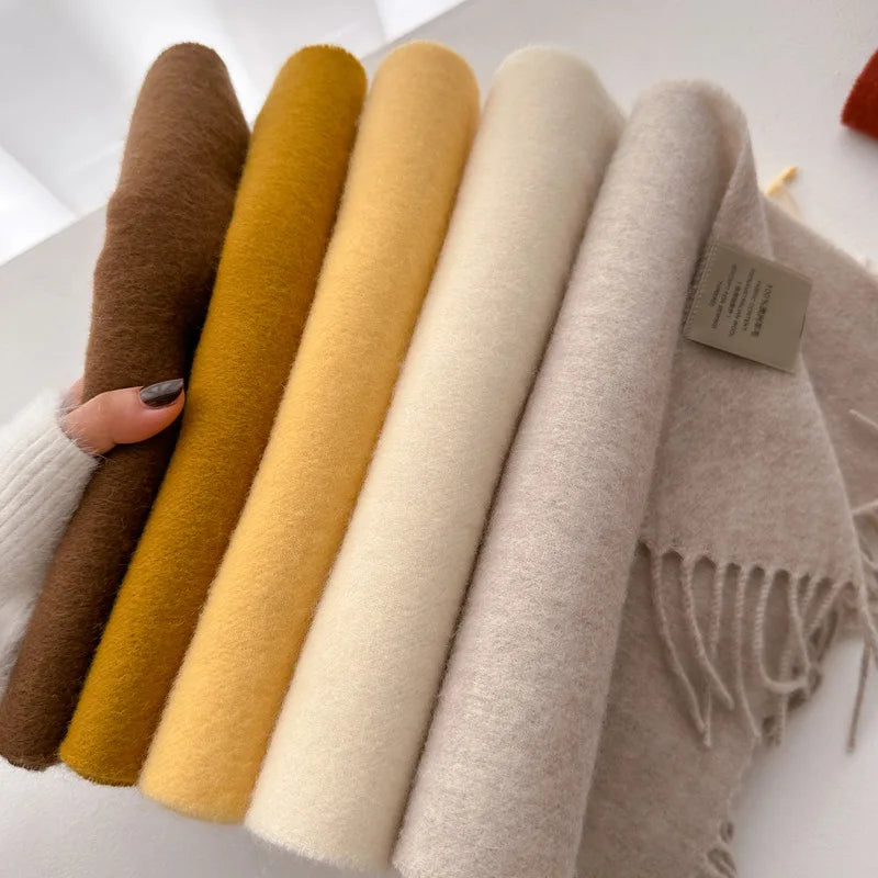 Lyvara Wool Winter Narrow Scarf Unisex Solid Color Warm And Soft