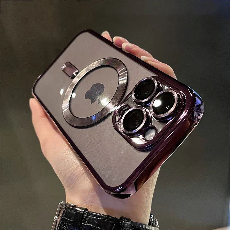 Magnetic Soft-Shell Case with Gold Finish for iPhone – Protection and Style