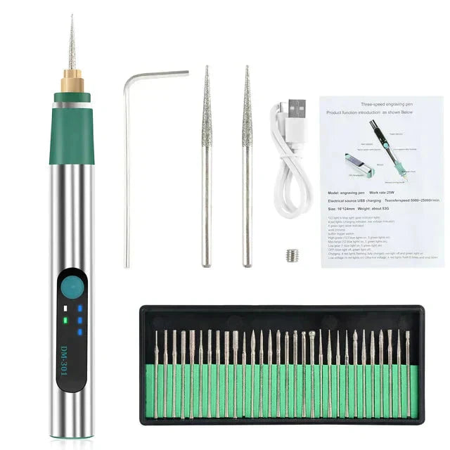 Manual Engraving Pen for Wood, Glass, Leather, and Stone - Durable Plastic and Metal