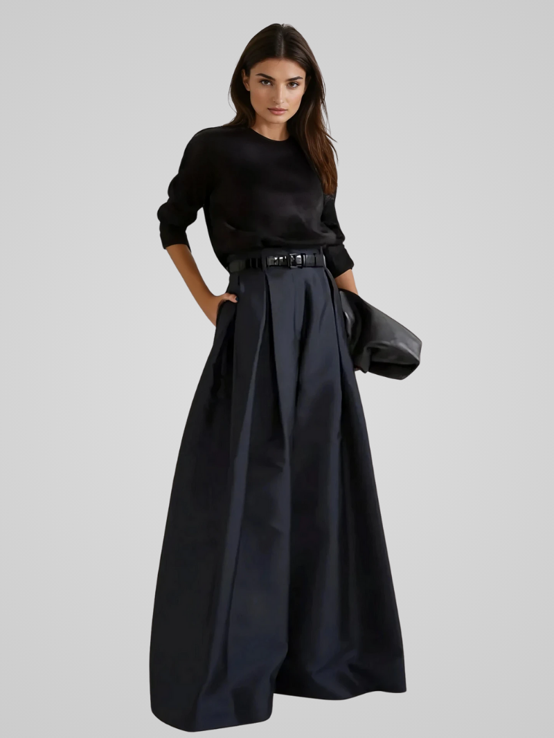 Maxima | Elegant high-waisted long trouser skirt for formal and casual autumn occasions
