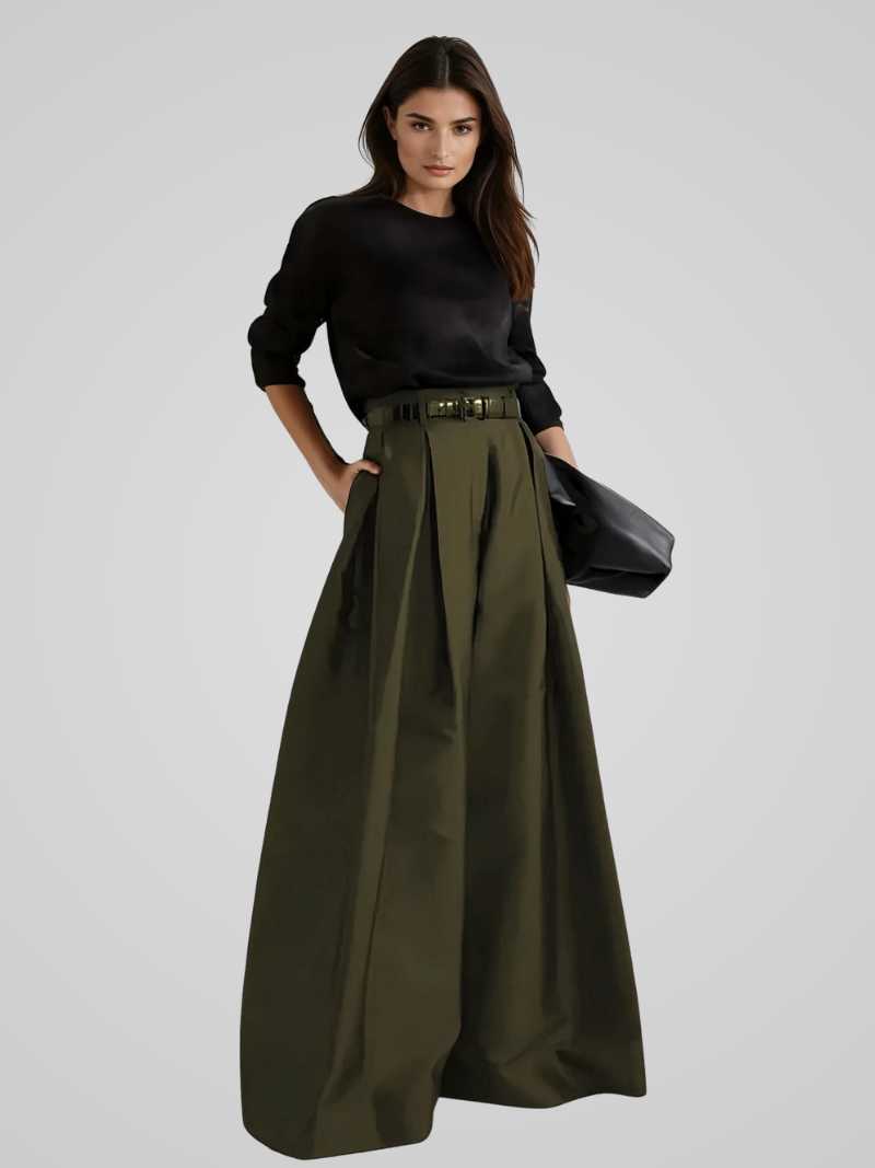 Maxima | Elegant high-waisted long trouser skirt for formal and casual autumn occasions