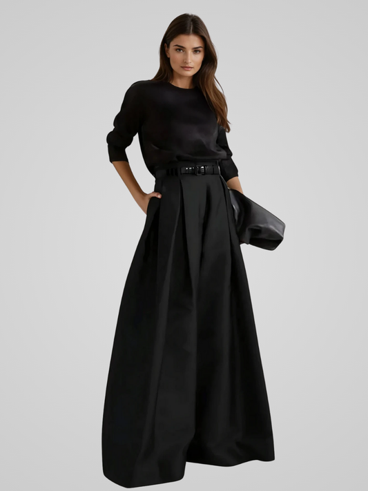 Maxima | Elegant high-waisted long trouser skirt for formal and casual autumn occasions