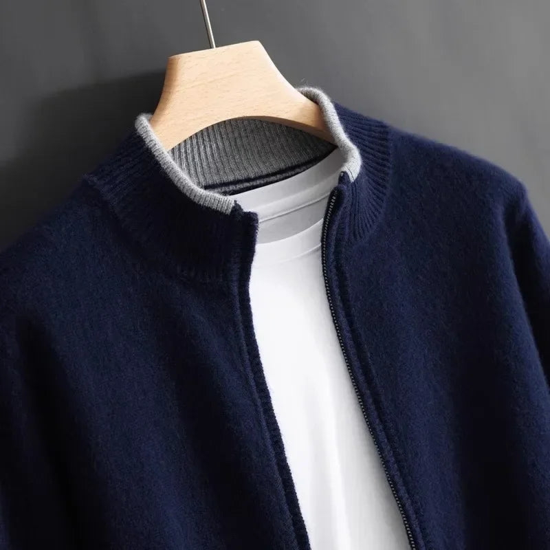 Men's Cashmere Zip Jacket Warm and Stylish - Perfect for Autumn